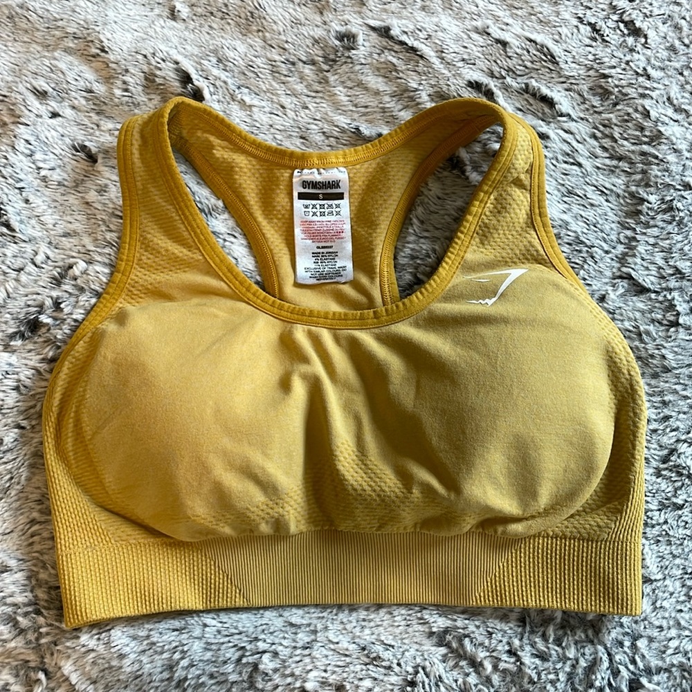 Gymshark seamless sports bra; size small; yellow